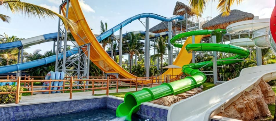 Different waterslides at a waterpark