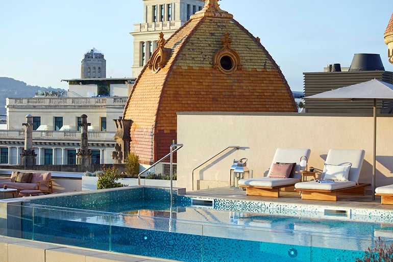 In-ground pool on a rooftop in Barcelona